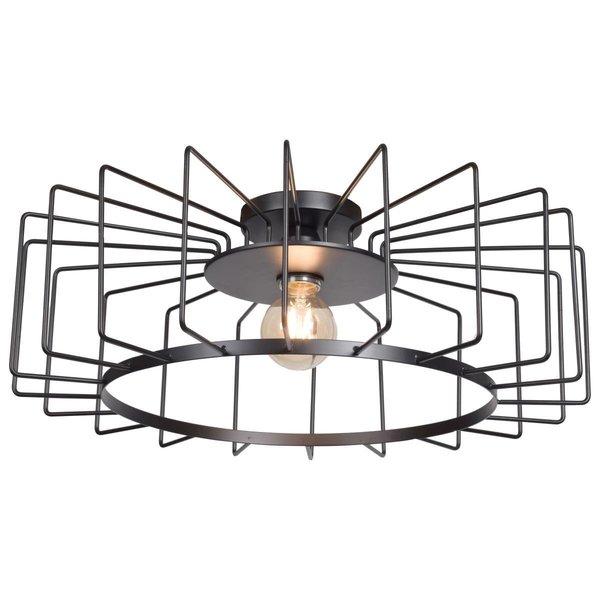 Or 9 x 23.25 in. Wired 1-Light Hizontal Cage Flush Mount, Black OR2517009